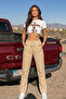 Women's Casual Summer Cream Linen Pants - 5