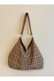 Chocolate Plaid Pattern Bag / Chocolate Plaid Pattern Shoulder Bag (28*49) - 4