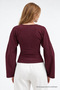 Women's Raglan Sleeve Textured Crop Burgundy Blouse - 3