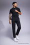 Men's High Waist Straight Leg Black Trousers