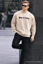 Written Design Cotton Casual Men's Beige Sweatshirt - 3