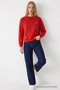Women's Sorry Chest Print Red Sweatshirt - 3