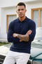 Men's Cool Medium Thick Knitwear Navy Blue Sweater - 2