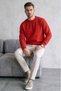 Men's Loose Textured Flare Red Sweatshirt - 5