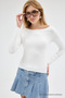 Women's Ultra Soft Boat Neck White Blouse - 2