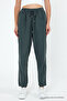 Dark Green High Waist Elastic Waist Linen Trousers