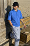 Men's Casual Comfortable A.Blue Polo Collar T-Shirt - 4