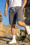Men's Cotton Casual Loose Smoked Shorts with Pockets - 3