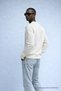Men's Embroidered Shiny Ecru Sweatshirt - 4