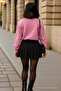 Women's Crew Neck Winter Oversized Pink Sweater - 3