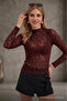 Women's Transparent Tight 3-Piece Lace Blouse - 4