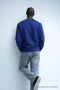 Men's Embroidered Bright Blue Sweatshirt - 5