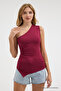 Women's Off-Shoulder Burgundy Asymmetrical Blouse - 3
