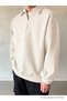 Men's Polo Neck Half Zip Sweatshirt Ecru - 4