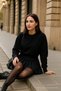 Women's Crew Neck Winter Oversized Black Sweater - 7
