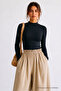 Women's Bodycone Crop Long Sleeve Black Blouse - 4