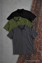 Men's Short Sleeve Loose 3-Piece Polo Collar T-Shirt