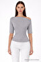 Women's Off-Shoulder Short Sleeve Gray Slim Blouse