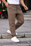 Taupe Color Men's Summer Linen Blend Relaxed Trousers - 5