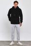 Men's Black Standard Fit Regular Cut Fleece Hooded Kangaroo Pocket Cotton Sweatshirt - 5