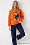 Women's Cmbn Teddy Bear Print Orange Sweatshirt - 3