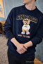 Men's Chicago Print Loose Fit Navy Blue Sweatshirt - 2