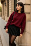 Women's Crew Neck Winter Oversized Burgundy Sweater - 4