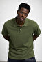 Men's Short Sleeve Loose Khaki Polo Collar T-Shirt - 3
