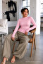 Women's Half-Throat Slim Basic 3-Piece Blouse - 5
