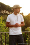Men's Buttoned Loose White Polo Collar T-Shirt - 2