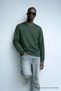 Men's Embroidered Shiny Khaki Sweatshirt - 3