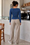 Blue Color Slim Fit Women's Basic Blouse - 3