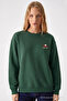 Women's Sorry Chest Printed Dark Green Sweatshirt