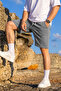 Men's Cotton Casual Pocketed Loose Gray Shorts - 3