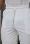 Men's Elastic Waist Lace-Up Jogger White Fabric Trousers Relaxed Cut Side Pockets - 4