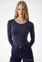 Women's Crew Neck Basic Slim Fit Smoked T-Shirt