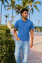 Men's Short Sleeve A.Blue Loose Polo Collar T-Shirt - 5