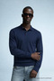 Men's Trend Casual Navy Blue Knitwear Sweater