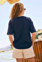 Women's Short Sleeve Cotton Navy Blue T-Shirt - 6