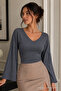 Women's Casual Bodycone Smoked Knitted Blouse