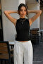 Women's Sleeveless Summer Slim Fit Black Stylish Crop Blouse - 5