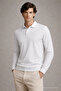 Men's Casual White Polo Neck Knit Sweater