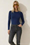 Women's Comfort Seasonal Navy Blue Slim Blouse - 3