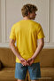 Men's Short Sleeve Comfortable Cotton Yellow T-Shirt - 6