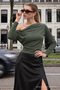 Women's Boat Neck Basic Slim Blouse 3-Piece Set - 4