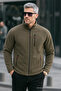 Khaki Color Full Zipper 3 Pocket Fleece - 3