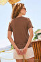 Women's Short Sleeve Cotton Coffee T-Shirt - 3