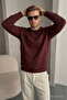 Men's Loose Textured Flare Burgundy Sweatshirt - 5