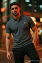 Men's Short Sleeve Dark Gray Loose Polo Collar T-Shirt - 3