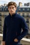 Men's Zippered Basic Navy Blue Loose Fleece - 5